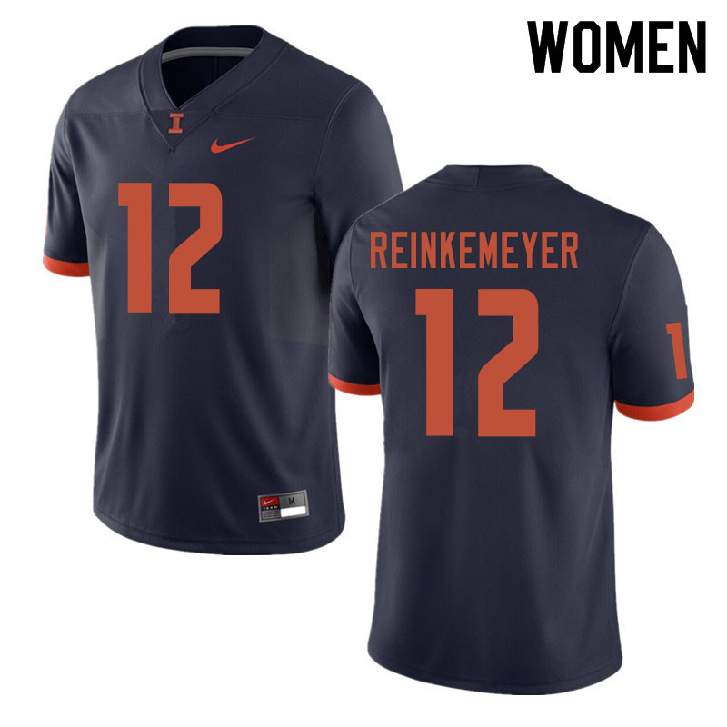 Women #12 Charlie Reinkemeyer Illinois Fighting Illini College Football Jerseys Sale-Navy